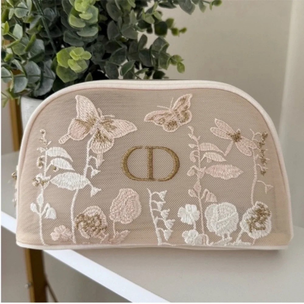 Dior Embroidered Floral Mesh Vanity Pouch – Limited Edition, Rare